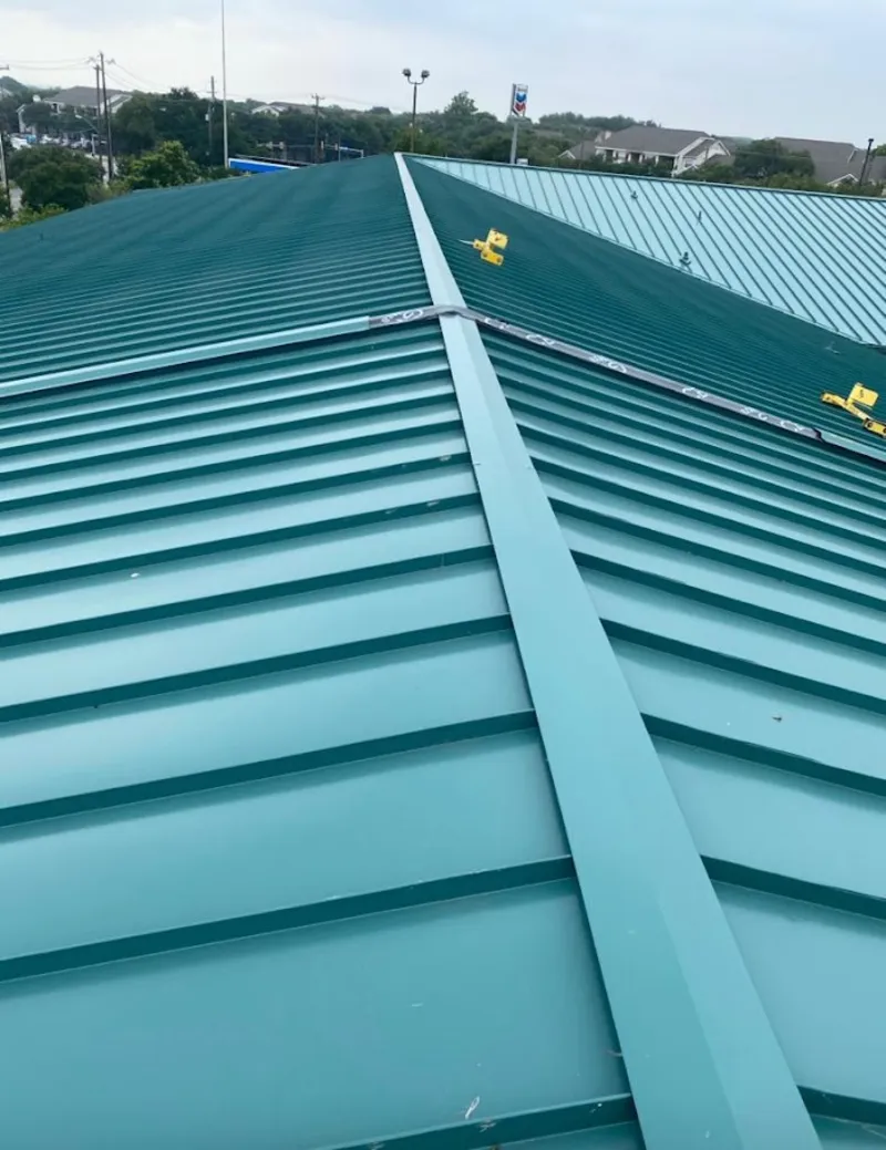 Green commercial metal roof ridge and valley for Metal Roof Repair in Costa Mesa
